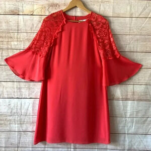 Belle Badgley Mischka Shift Dress Women’s Size 4 Peach Bell Sleeve Lined